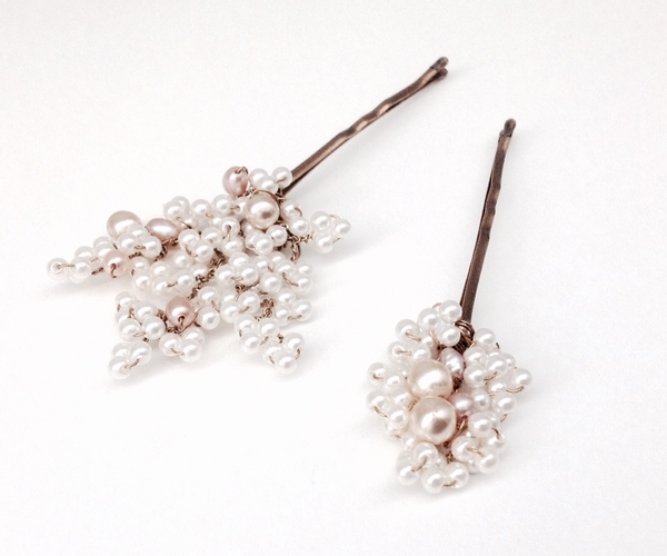 Dusky Pink Ivory Pearl Hair Pin