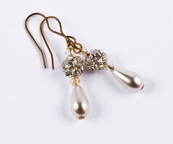 Pearl Crystal Rondelle Earrings