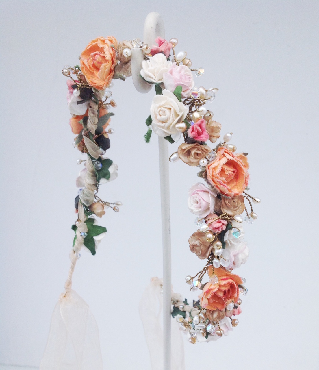 Coral Floral Hair Garland